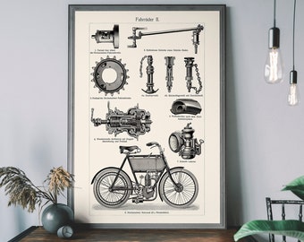 Vintage Fahrrad-Patentdruck, antike Sport-Wandkunst, Retro-Radsport-Illustration