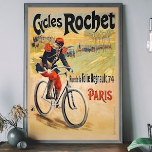 Retro Paris Cycling Art Print – Antique Sport Wall Art, Vintage French Bicycle Poster