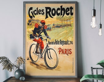 Retro Paris Cycling Art Print – Antique Sport Wall Art, Vintage French Bicycle Poster