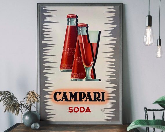 Stampa vintage Campari Soda, arte da parete per cibi e bevande, poster  pubblicitario per alcolici -  Italia