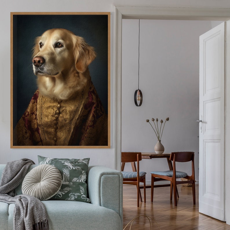 Golden Retriever Print — Renaissance Altered Dog Art - Etsy