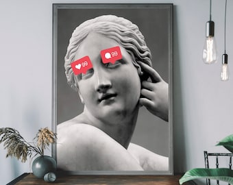 Altered Art Statue Wall Art, Social Media Poster, Urban Art, Banksy Style