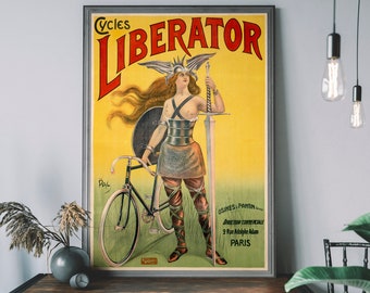 Retro Cycling Art Print, Antique Sport Wall Art, Vintage French Bicycle Poster