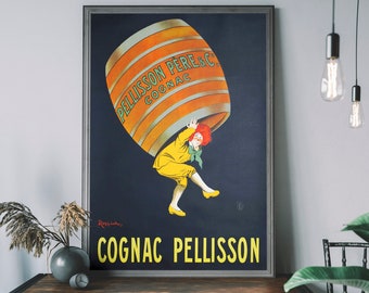 Cognac Pellisson Vintage Print, Food & Drink Wall Art, Alcohol Advertising Poster, Gift Idea