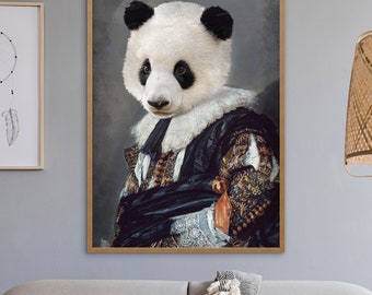 パンダの肖像画 - ルネサンス時代の動物画、アートプリントの改変