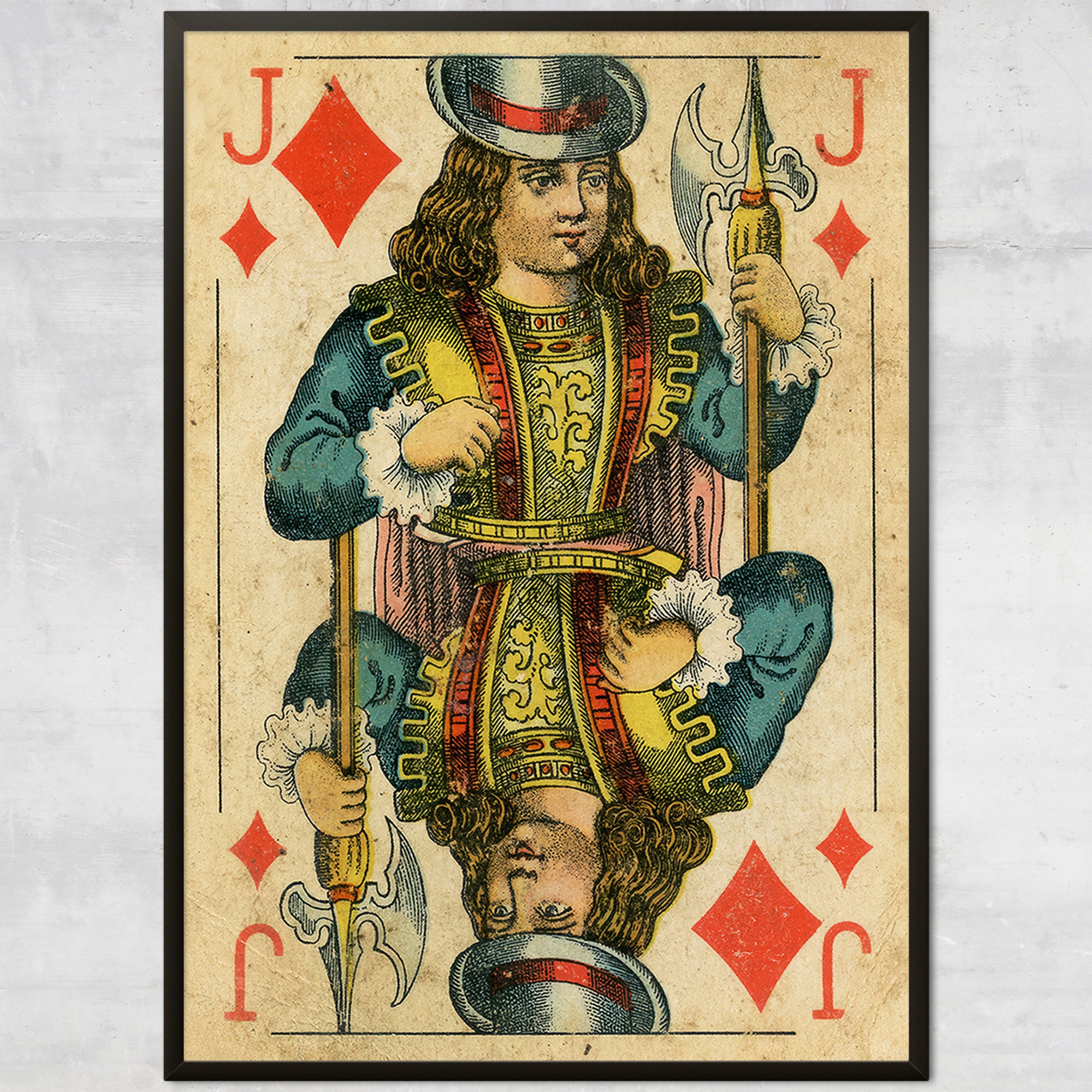 ダイヤのジャック ヴィンテージ トランプアートプリント、レトロなウォールアート、素朴な室内装飾、ゲームルームアート - Etsy 日本