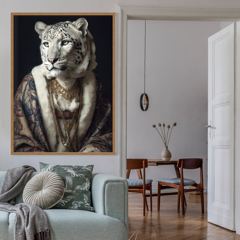 Snow Leopard Portrait Print — Renaissance Altered Art - Etsy