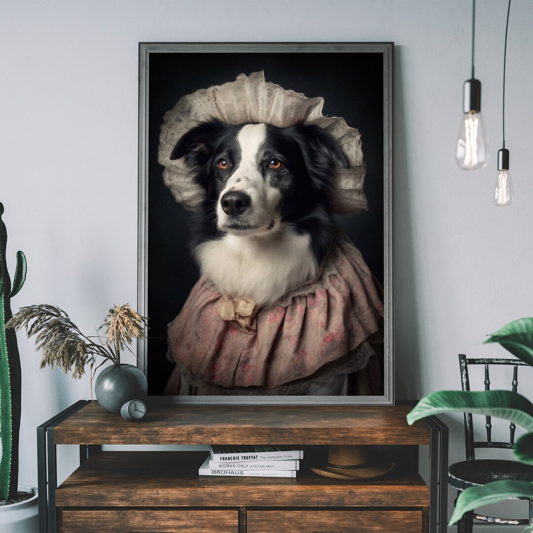 ボーダーコリー犬のプリント、動物の絵画を加工したアートプリント
