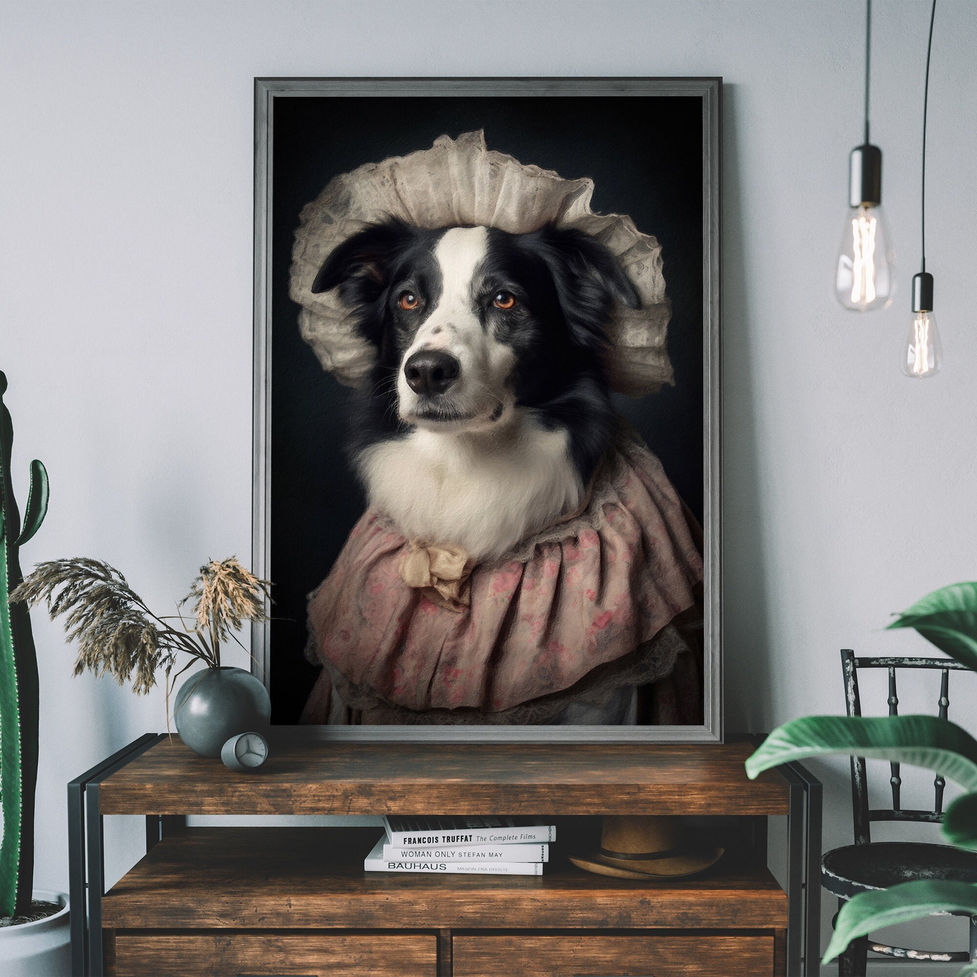 ボーダーコリー犬のプリント、動物の絵画を加工したアートプリント