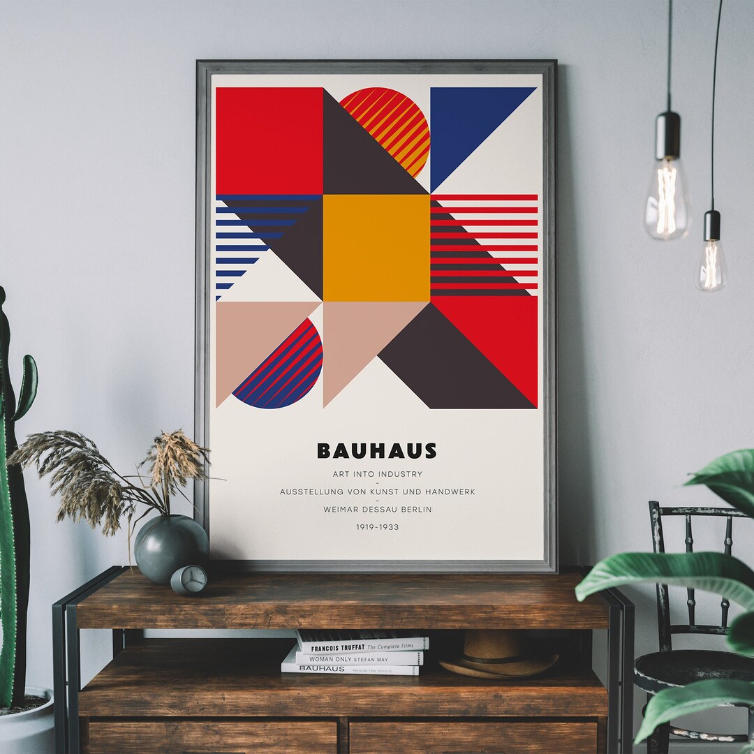 Colourful Bauhaus Exhibition Poster – Minimalist Wall Art, Geometric ...