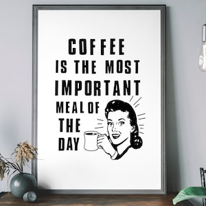 Vintage Coffee Poster, Retro Coffee Art Print, Barista gift, Kitchen Decor