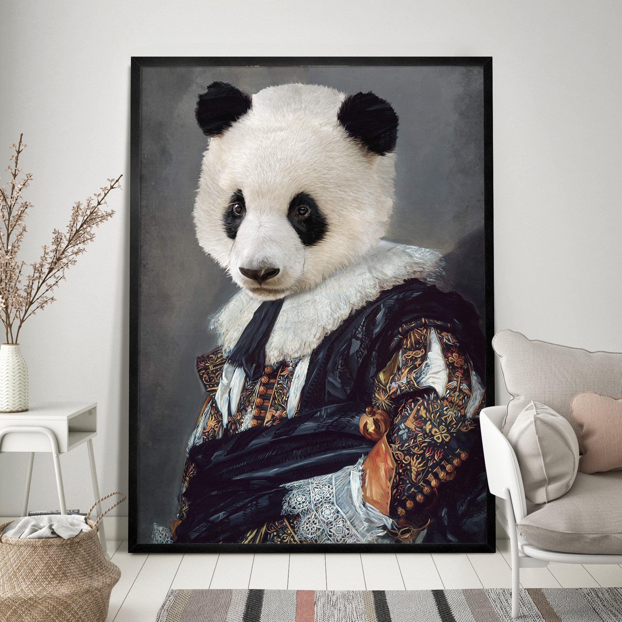 パンダの肖像画 - ルネサンス時代の動物画、アートプリントの改変