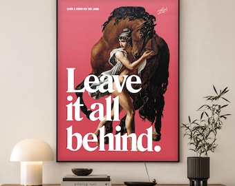 Leave It All Behind Poster | Vintage Travel Escape Print | Wanderlust Wall Art Gift