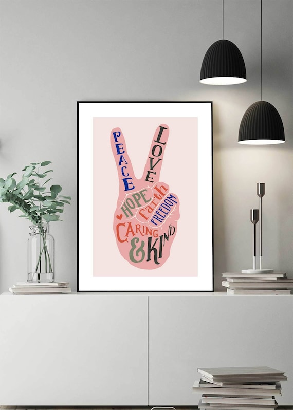 Peace sign art print World Peace Sign peace and love Inspirational Wall Art Minimalist bohemian decor peace symbol