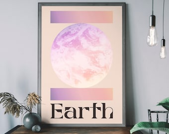Lámina de arte mural de la Tierra: póster de planetas, regalo para observar las estrellas, decoración espacial de ciencia ficción, ilustraciones de estrellas y cosmos