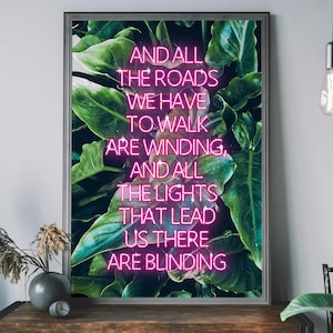 Oasis Wonderwall Druck, Indie Wandkunst, Neon Leuchtreklame, Musik Zitat Poster