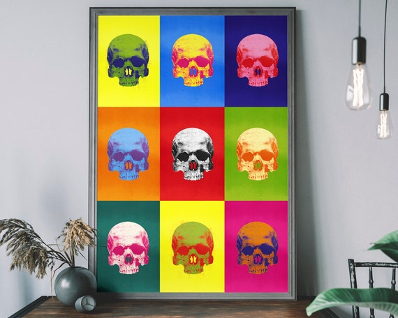Andy Warhol Print, Pop Art Skull, Eclectic Poster, Vintage