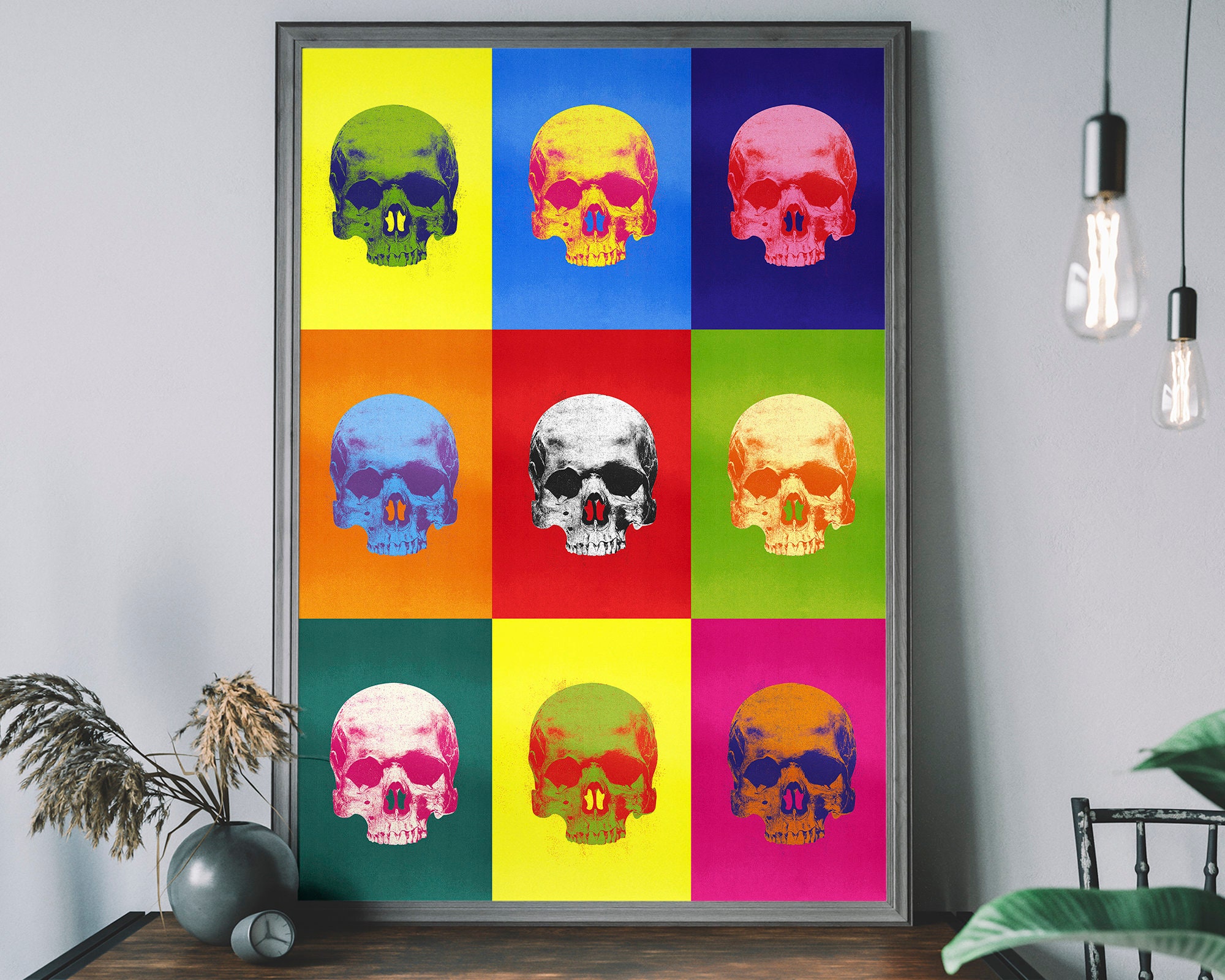 アンディ・ウォーホルのプリント、ポップアートのスカル、折衷的な