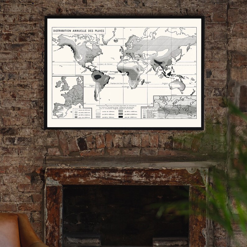 Retro Weather Map Vintage World Map – Antique Map Illustration, Weather Chart, Vintage ...