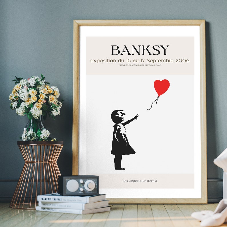 Banksy Museum Poster, Graffiti Wall Art, Urban Street Art, Girl With Balloon Exhibition Poster zdjęcie 4