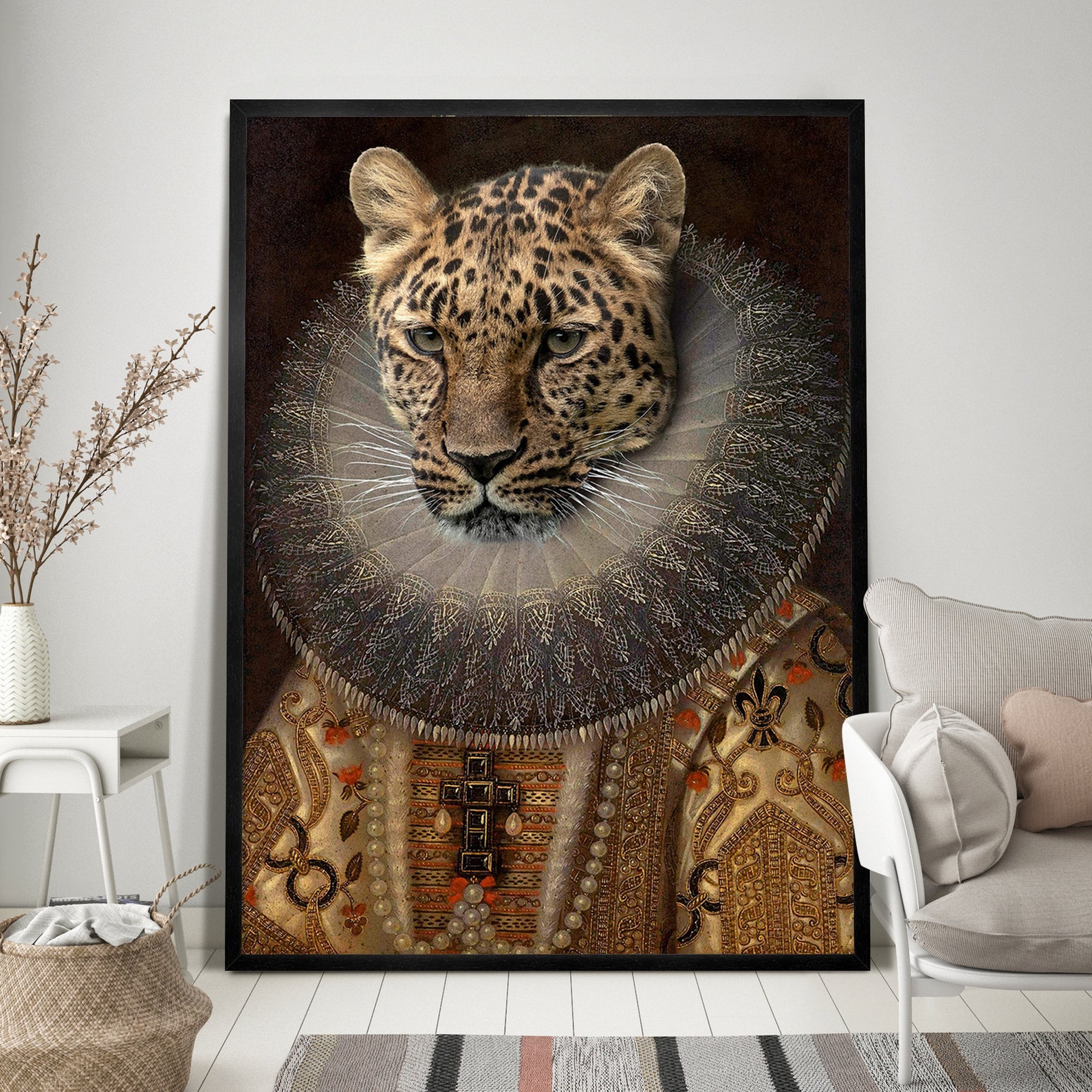 Renaissance Animal Painting, Altered Art Leopard Print, Victorian ...