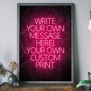 Personalised Neon Quote Print – Custom Neon Style Poster, Personalized Wall Art
