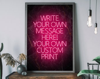 Personalised Neon Quote Print – Custom Neon Style Poster, Personalized Wall Art
