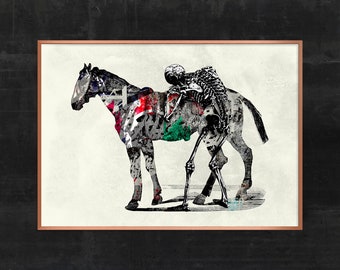 Skeleton and Horse art Print, urban art, street art, graffiti art print