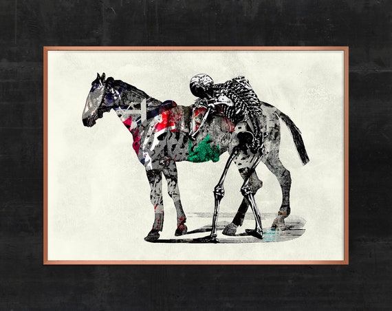 入荷中 Print, Art Horse and Skeleton Urban Art Street Art, 絵画