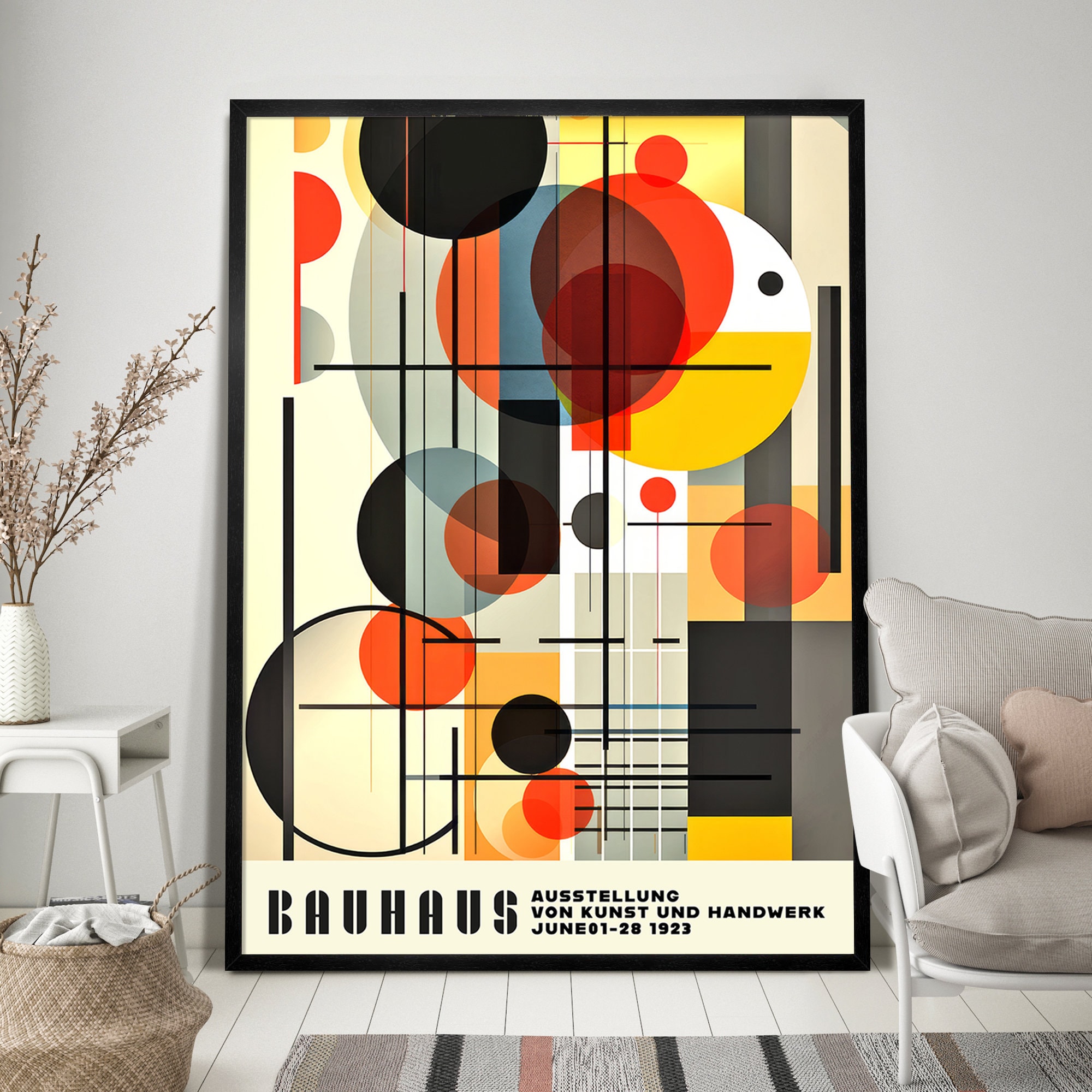Colourful Bauhaus Geometric Art Print, Minimalist Wall Art, Museum ...