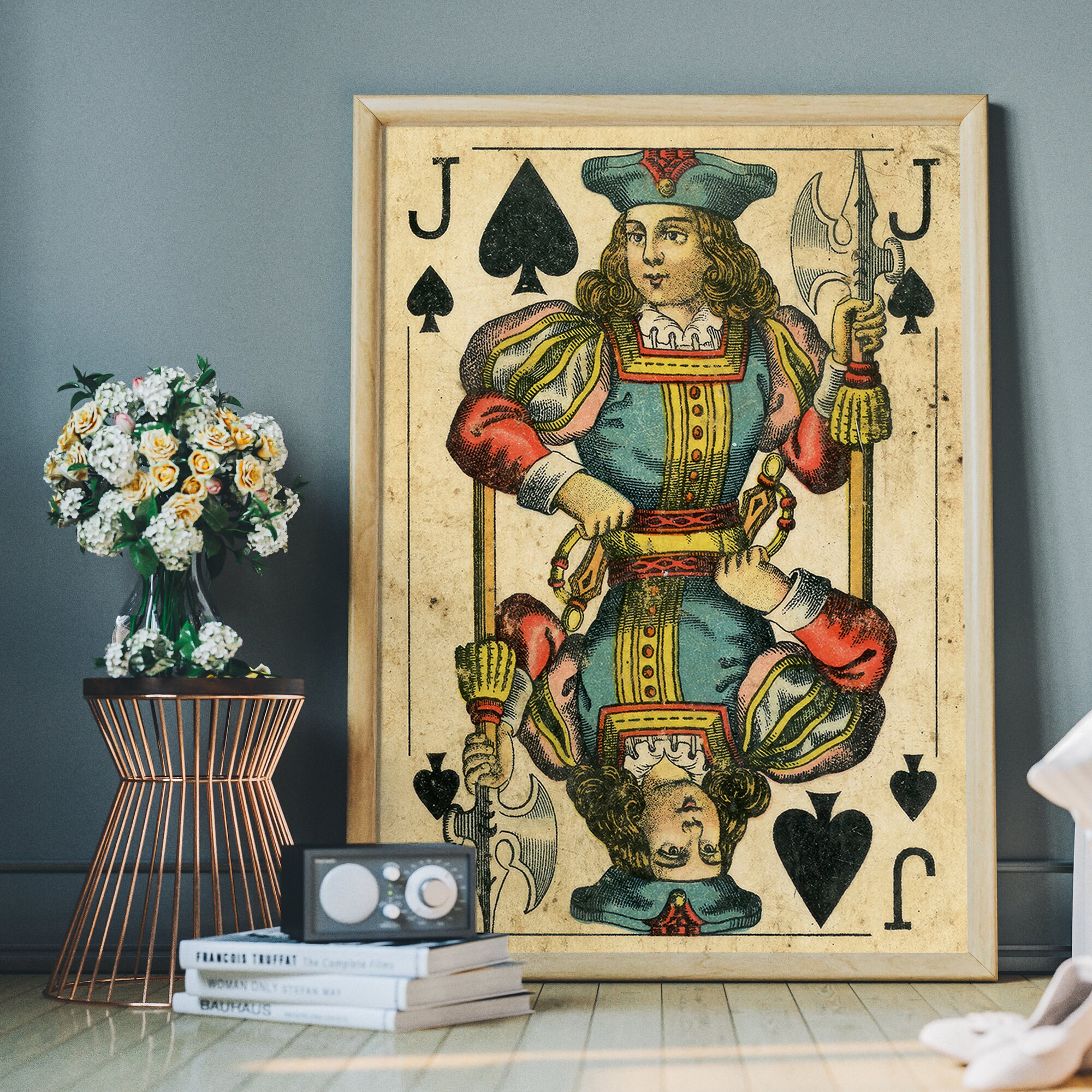 Jack of Spades Vintage Playing Card Art Print, Retro Wall Art, Rustic ...
