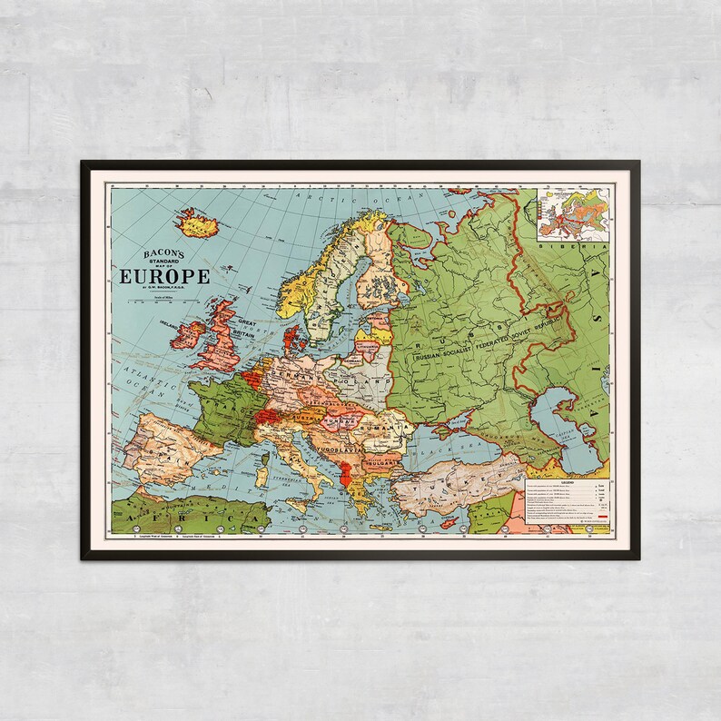 Vintage Europe Map, Antique Map Illustration, Vintage Travel Poster ...