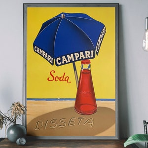 Campari Soda Vintage Beach Print - Essen & Trinken Wandkunst, Alkohol Werbeposter