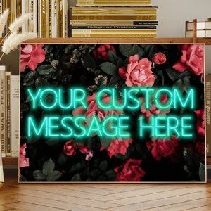 Personalised Neon Art Print – Botanical Design, Music Lyric Art, Trendy Custom Gift