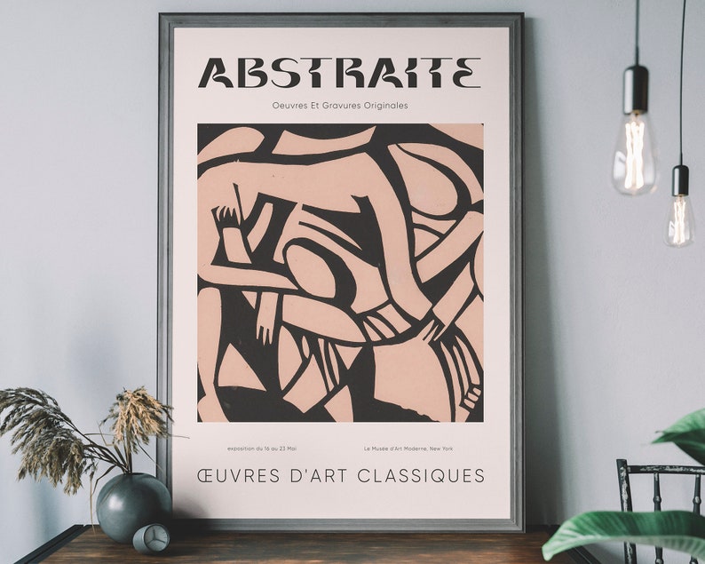 Grabado abstracto vintage de museo — Exposición de bellas artes imagen 1