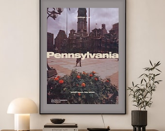 Pennsylvania Travel Poster | Vintage State Art Print | Housewarming Gift for Travellers