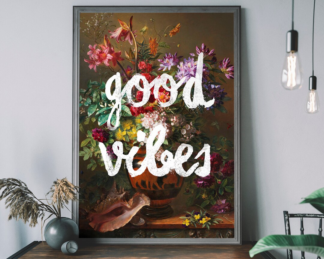 Good Vibes Wall Art Positive Typography Decor Motivational Quote 