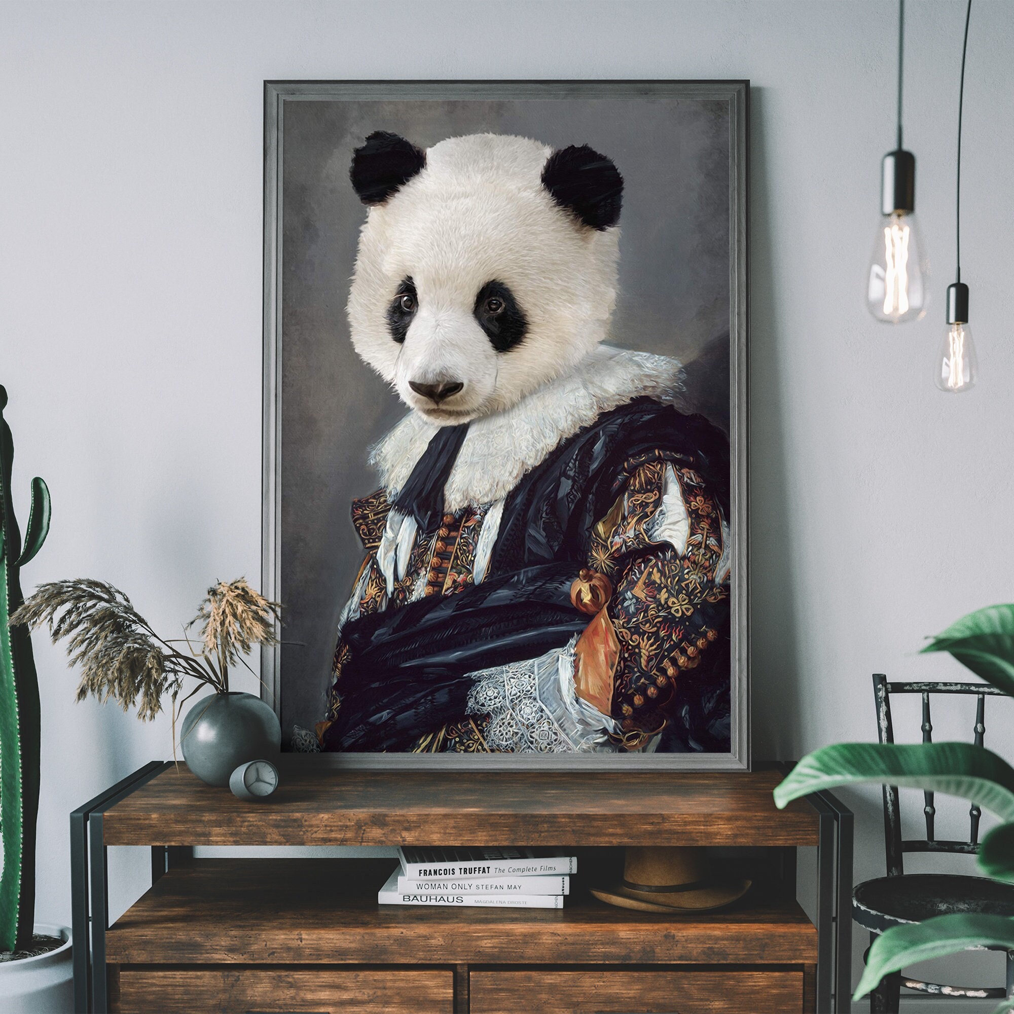 パンダの肖像画 - ルネサンス時代の動物画、アートプリントの改変