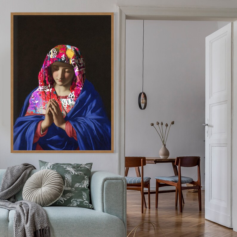 Virgin Mary Poster Altered Art Print Graffiti Poster Banksy - Etsy UK
