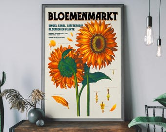 Amsterdamer Blumenmarkt Print - Bloemenmarkt Poster, Vintage Blumenwandkunst