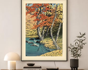 Kawase Hasui Autumn Print | Japanese Woodblock Wall Art | Nature Lover Gift