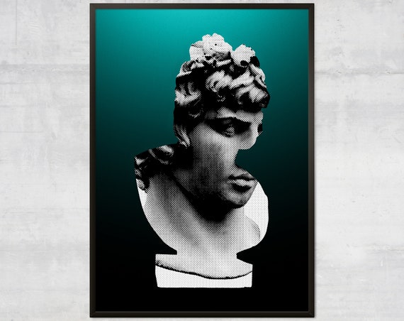 Abstract Statue Print — Green Black Sculpture Wall Art