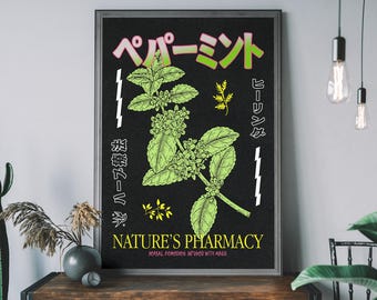 Japanese Floral Poster – Vintage Flower Market Poster, Graphic Design Print