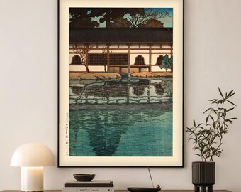 Kawase Hasui Byodo-in Print | Japanese Temple Art Woodblock Style | Japan Travel Wall Art