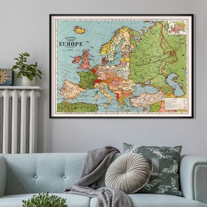 Vintage Europe Map, Antique Map Illustration, Vintage Travel Poster ...