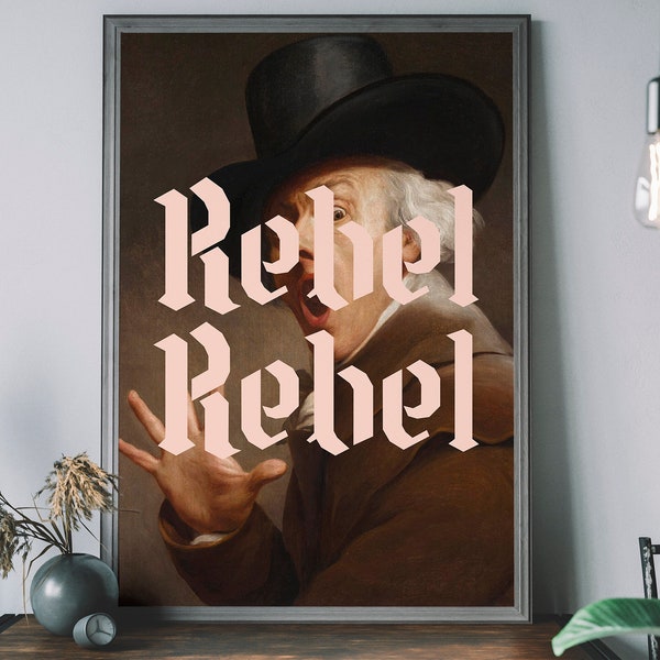 Impression d'art rebelle rebelle, affiche de David Bowie, peinture vintage, art altéré, peinture à l'huile classique, art urbain