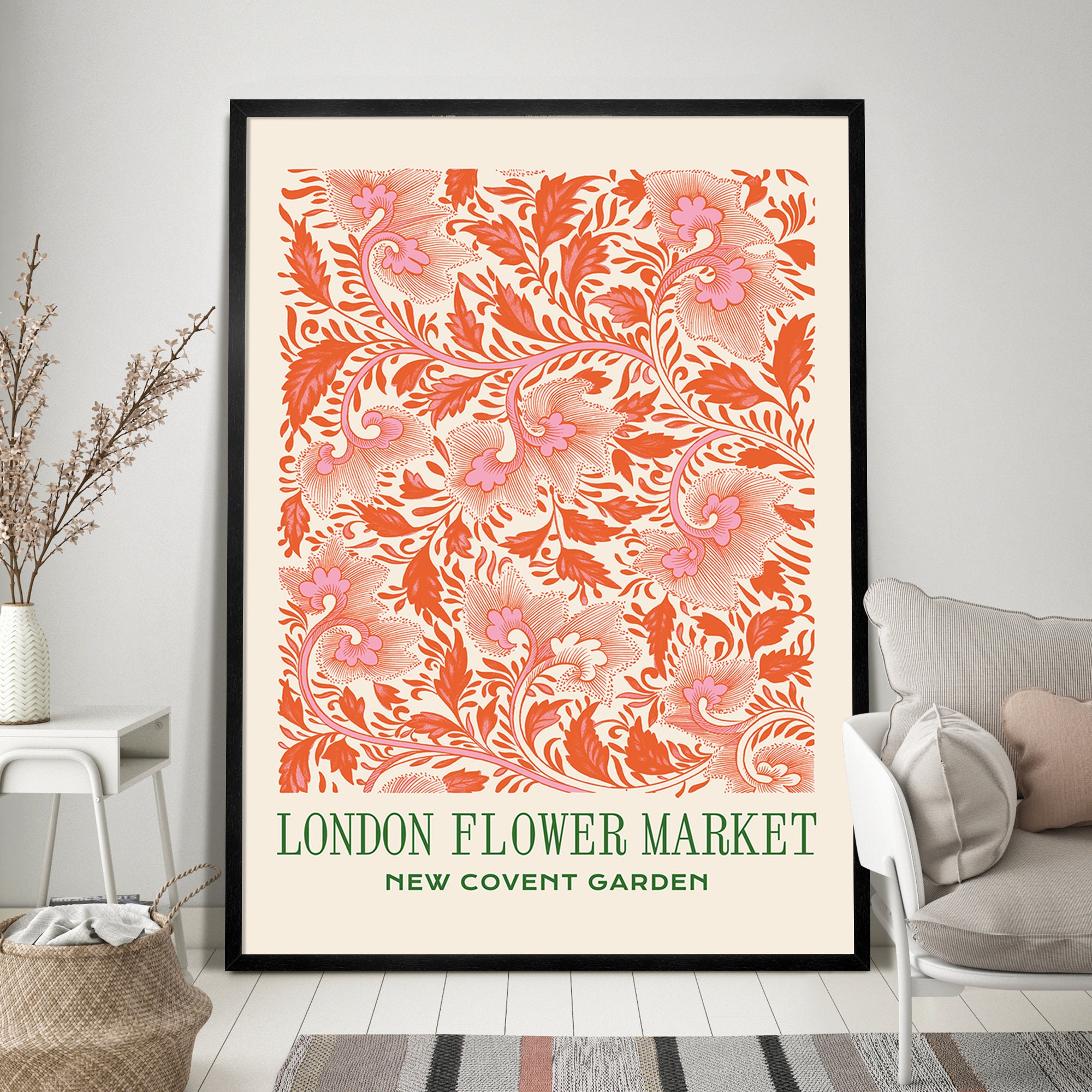 Discover London Flower Market Print, Covent Garden Flower Market, Retro Floral Posters