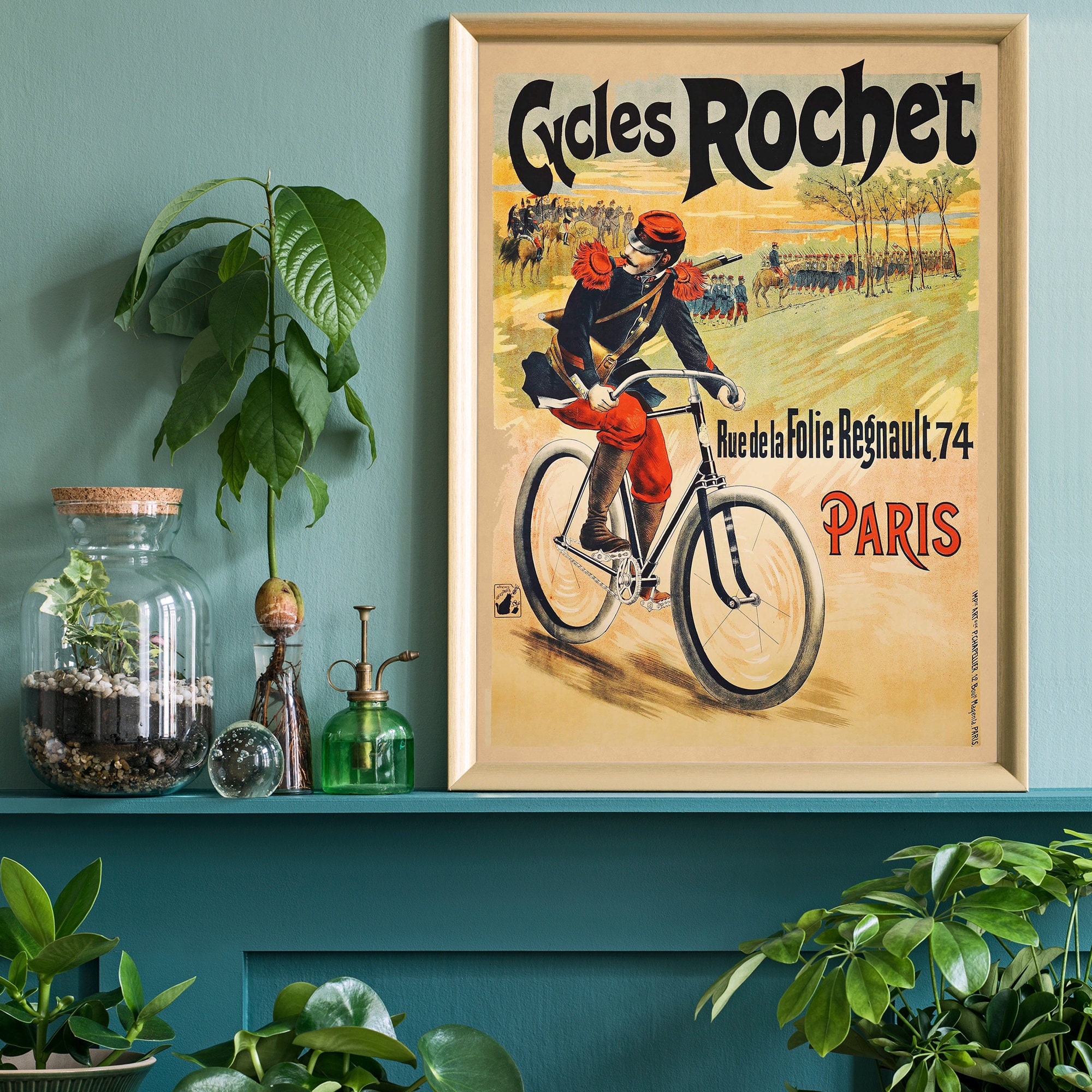 Poster originale di biciclette d'epoca Cycles Omnium di fine secolo in vendita su Italia