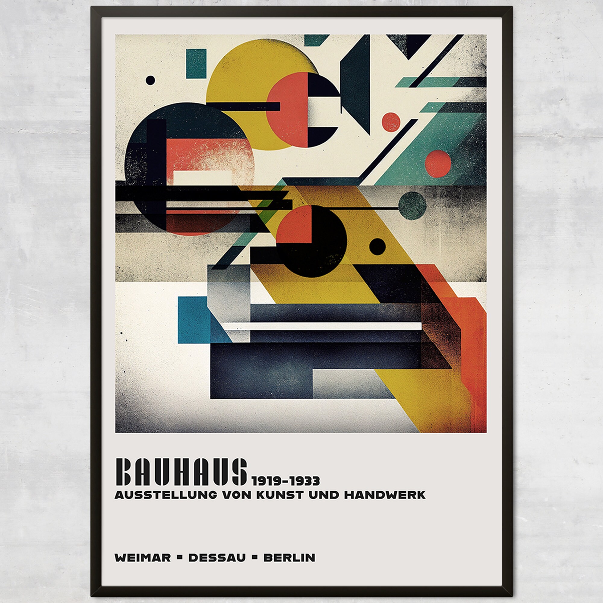 Vintage Bauhaus Exhibition Poster, Minimalist Wall Art, Geometric Art ...