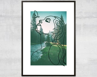 Butterfly Line Art Print — Minimalist Female Wall Art